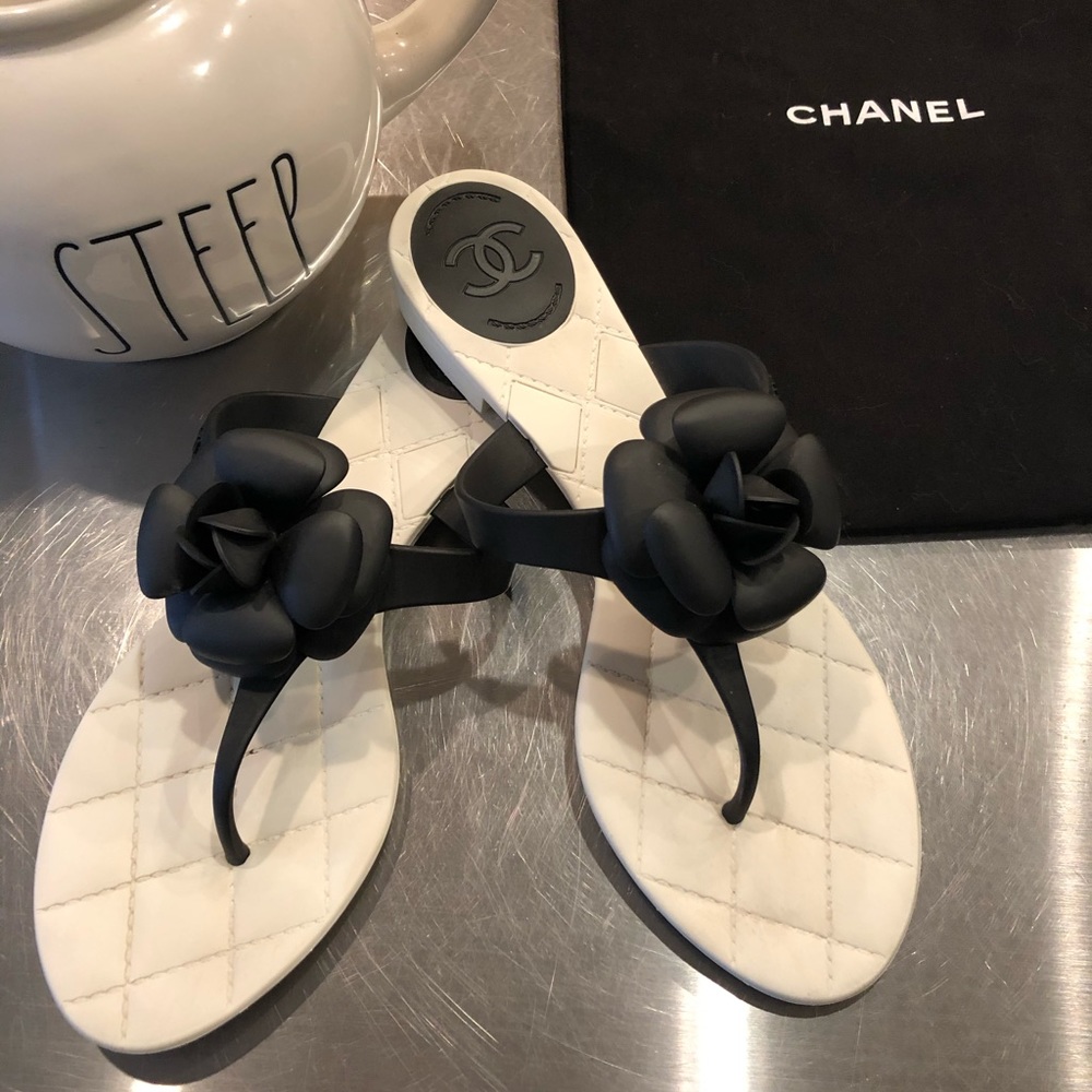 Chanel Camellia Flip Flop Sandals